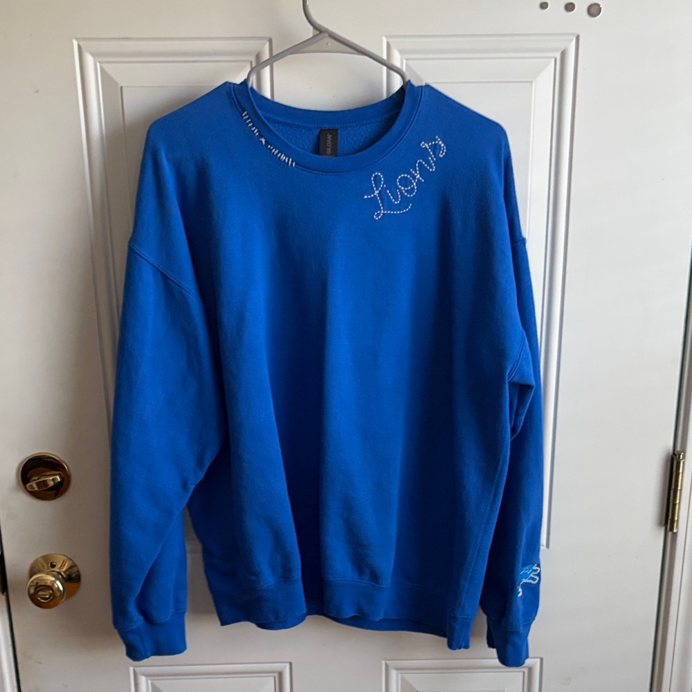 Custom Embroidered Detroit Lions Crewneck